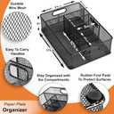 Gennua Kitchen Paper Plate Organizer for Cabinet, Counter, Picnics, Parties & More, Extra Large Utensil Caddy Crafted of Thick Iron Mesh With 6 Compartments for Paper Plates & Plastic Silverware
