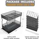 SpaceAid Pull Out Spice Rack Organizer for Cabinet, Heavy Duty Slide Out Seasoning Kitchen Organizer, Cabinet Organizer, with Labels and Chalk Marker, 6.5" W x10.75 D x8.5 H, 1 Drawer 2-Tier