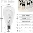 15 Pack ST38 Replacement Bulbs, 5W Incandescent Warm White E12 Candelabra Base, Cost-Effective Clear Glass Waterproof Replacement Bulbs for Outdoor Patio & String Lights