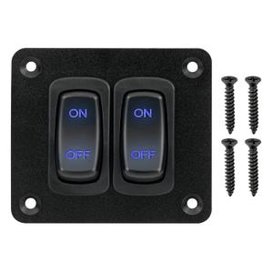 Rocker Switch Panel, 2 Gang Toggle Switch Panel 12V, Wateroproof 5Pins Boat On-Off Switch, Automotive Replacement Toggle Switches, Marine Light Switch for Marine Boats ATVs Trailers 1PCS
