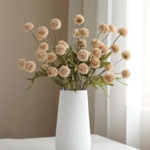 Artificial Flowers for Vases 20 Inch 10 Stems, Silk Dried Fake Mums Bouquet Indoor Faux Floral Arrangements for Decoration (Beige)