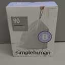 simplehuman Code B 90 Count, Dispenser Pack Custom Fit Liners, Drawstring Trash Bags, 6 Liter / 1.6 Gallon, White