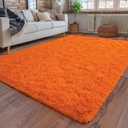 Super Fluffy Area Rugs for Bedroom, 4x6 Ft, Modern Orange Rug, Soft Plush Carpet for Kids Room, Girls Boys and Teens Orange Decorations Funky Shag Rugs for Living Room Dorm Nursery Playroom