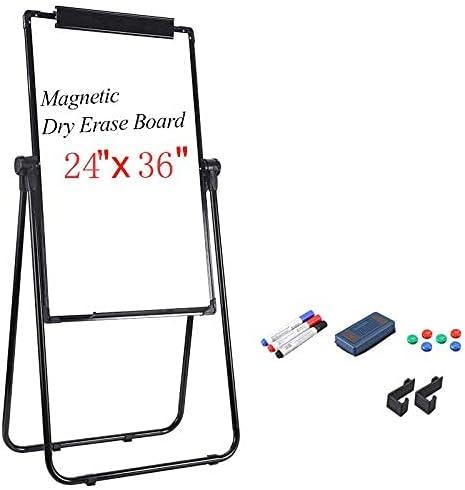 Dry Erase Easel Whiteboard 36 x 24 Inches Double Sided Magnetic Board Height Adjustable whiteboard Stand (Black)