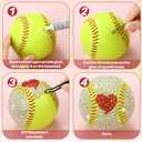 Bling Bedazzling Rhinestones Softballs DIY Craft Kit, Include 3 Pcs 9 Inch Softballs Multicolor Flatback with Tweezers Jewelry Glue Gift for Boyfriend Lover (Fluorescent Green)