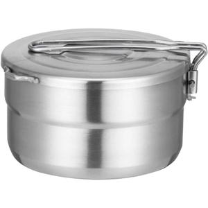 EKDJKK Stainless Steel Camping Cook Pot, 1.5L Camping Cookware with Lid and Folding Handle, Large Capacity Bento Pot for Outdoor Backpacking Camping Hiking Picnic (As Picture Show)