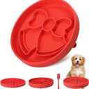 2 in 1 Slow Feeder Dog Bowls with Suction Cups, Interactive Feeders for Dogs, Boredom & Anxiety Reducer, Silicone Lick Mat for Dogs-Dishwasher Safe, Christmas Dog Toys, Red, UU Bowl + Divided Lick Pad