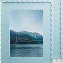 11x14 Wavy Picture Frame With Mat For 8x10, Wavy Edge Wooden Picture Frame with Real Glass - Wall Mount Display, Blue, 2 Pack