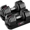 Keppi Adjustable Dumbbells Set-25lb/40lb/55lb/60lb, Anti-Slip Metal Fast Adjust Weight Handle, Exercise & Fitness for Full Body Workout - Adjustable Dumbbell Series