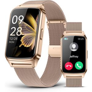 Fitness Tracker Watch for Women Men, Step Counter Work for iPhone and Android, IP68 Waterproof, Activity Track with Calorie, Sleep Monitor, 110+ Sports Modes Pedometer Smart Smartwatch (Gold, 1.57)