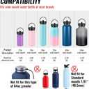 2 x HYDROWION Straw Lid for Hydro Flask Wide Mouth, Flex Straw Lid Compatibility Most Sports Water Bottle 12 16 18 20 32 40 64 oz, Straw Lids for Simple Modern Ascent Water Bottle (Mint)