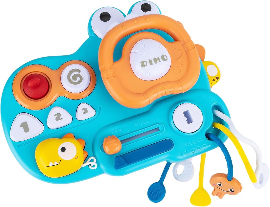 Stroller Steering Wheel Toy, Shopping Cart Steering Wheel, Pretend Driving Role-Play, Learning Turn and Drive, with Velcro Strap, Detachable, Funny Attachement for Stroller, Car and Shopping Carts