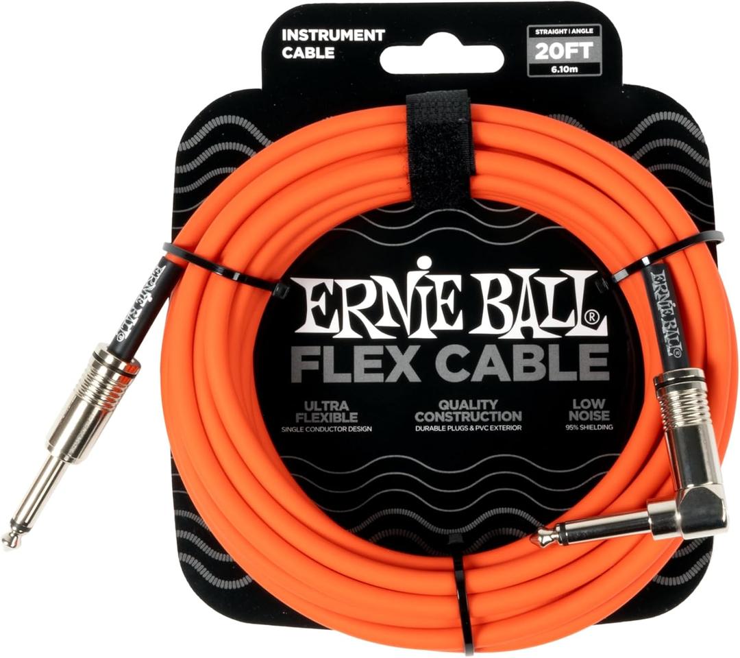 Ernie Ball Flex Instrument Cable Straight/Angle 20ft - Orange (P06467)