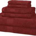 Amazon Basics Soft Bath Towels set , Absorbent Fade Resistant 100% Cotton washcloths 6 Pieces (12" x 12"), Perfect face towels, fingertip towels, Crimson