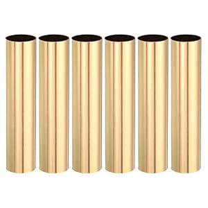 MECCANIXITY E12 Candle Socket Covers, 3.9 Inch Tall Metal Chandelier Sleeves Candelabra Base Sockets Fit to Most Chandeliers, Gold Tone 6 Pcs