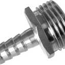 Beduan Stainless Steel Garden Hose Swivel Fitting 1/4" Barb x 3/4" GHT Male Thread Adapter Connector Garden Hose Repair with Hose Clamp