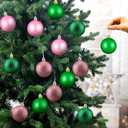 Simgoing 24 Pcs Pink Green Christmas Tree Ornaments 2.4 in Witch Christmas Balls Tree Decoration Princess Birthday Party Decor Witch Movie Accessories for Holiday Pastel Xmas Mantel Home Decor