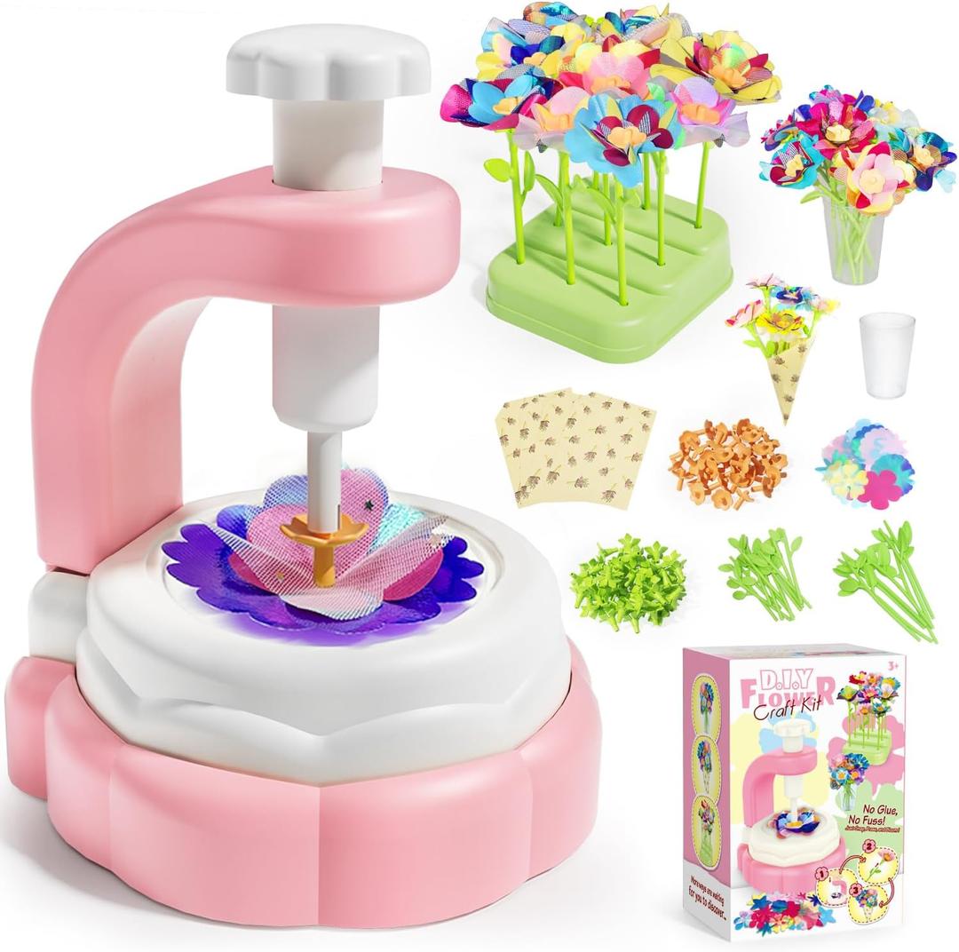 Glotrove Fabric Flower Bouquets Toys, Arts and Crafts for Kids Ages 6-8 8-12 Girls, DIY Craft Kits Gifts for Girls Birthday, Educational Toys for Building Your Flower Bouquet