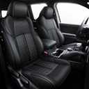 Carlimeki Leather Seat Covers Custom Fit for Tacoma Gen 4th (2024-2026) Double Cab, for SR, SR5, TRD PreRunner, TRD Sport, TRD Off-Road, Limited, Trailhunter - Armrest Covers Included - Fully Covered
