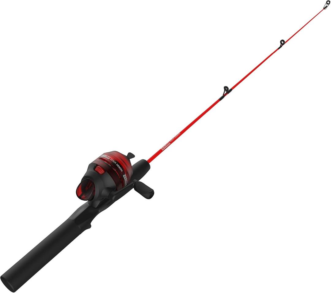 Zebco Dock Demon Spinning Reel or Spincast Reel and Fishing Rod Combo, 30-Inch Durable Fiberglass Rod, QuickSet Anti-Reverse Fishing Reel, 20-Size Reel / 30"/ 1-Piece /Medium Rod