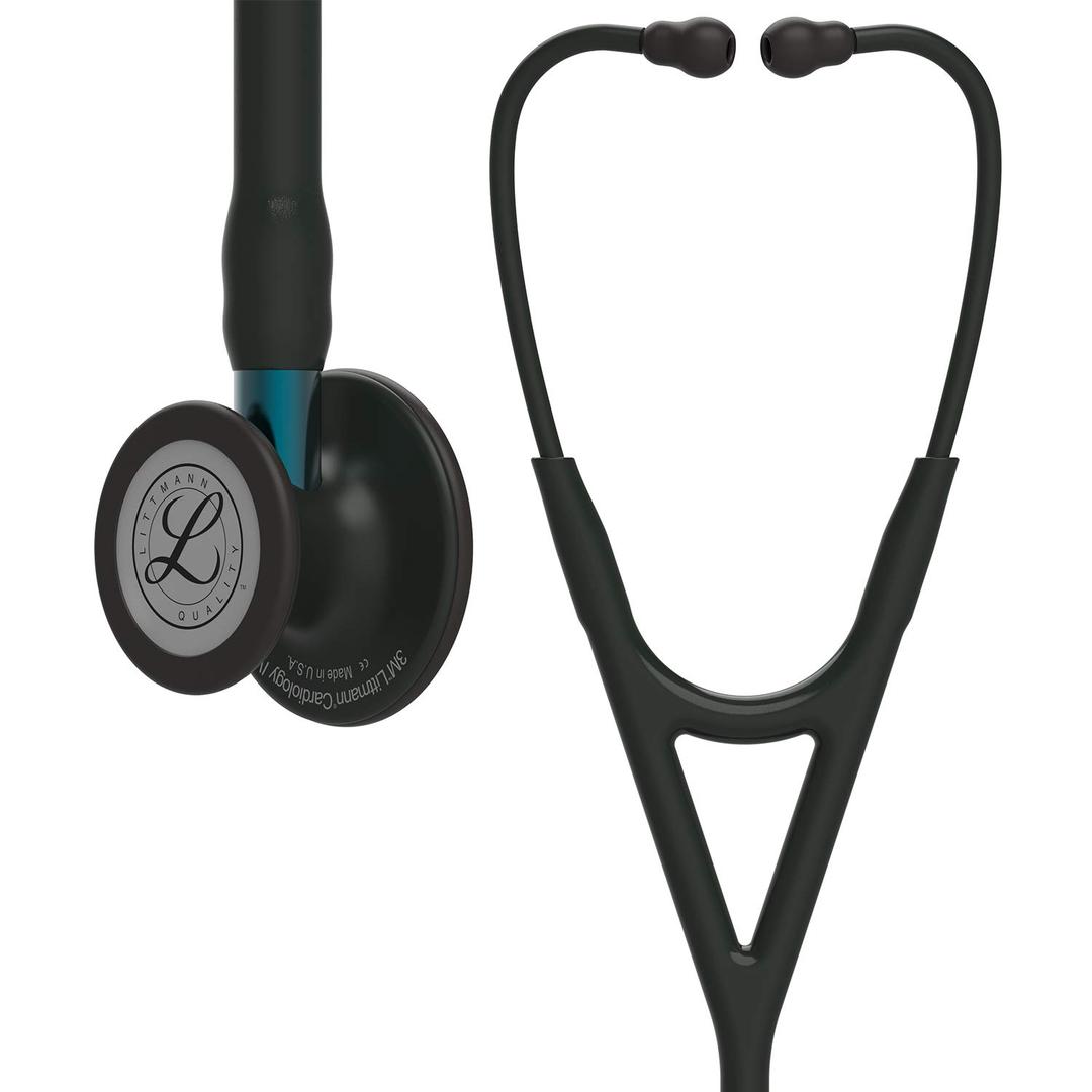 3M Littmann Cardiology IV Diagnostic Stethoscope, 6201, More Than 2X as Loud, Weighs Less, Stainless Steel Black-Finish Chestpiece, 27" Blue Stem, Black Tube and Headset