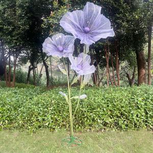 Wedding Decorations for Reception, Giant Flowers for Decoration, 3pc Large Artificial Silk Flowers Decoration with Stand for Party Decor, Home Decor, Photographic Props, Shop Window Display (Purple)
