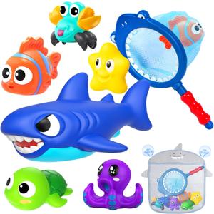 No Hole Mold Free Baby Bath Toys for Kids Ages 1-3,Water Toys for Babies and Toddlers, Ocean Animal Bath Toys for Bathtub, Shower, Beach, Pool, Water Table, Boys Girls Gifts with Storage Bag