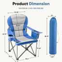 DUMOS Oversized Camping Chair for Adults, Heavy Duty 500 LBS Support Folding Outdoor Chair with Side Cooler Bag, Cup Holder, for Camp Beach Garden, Back Bag, Thicken 300D Oxford, Navy Blue, 25.2"D x 38.78"W x 42.91"H