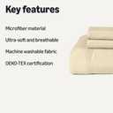 Amazon Basics Brushed Microfiber Comforter Set, Extra Soft with Natural Texture, 3-Piece, Queen/Full, Beige