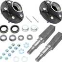 FKG Trailer Hub Spindle Kit 5 Bolt on 4.5" Bolt Circle Fit for 3,500 lb. axles with 1-3/8 Inch to 1-1/16 Inch Tapered Spindles, Set of 2