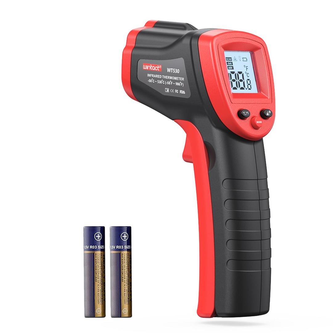 Wintact Infrared Thermometer Temperature Gun -58 to 986, Digital IR Heat Surface Temp Gun, Non-Contact Laser Thermal Gun for Cooking Food, BBQ, Pizza Oven, Grill, Griddle Accessories