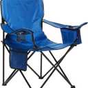 Amazon Basics Portable Oversized Camping Chair with 4-Can Cooler, Side Pocket, Cup Holder, and Carry Bag, Padded, Collapsible, X-Large, Blue