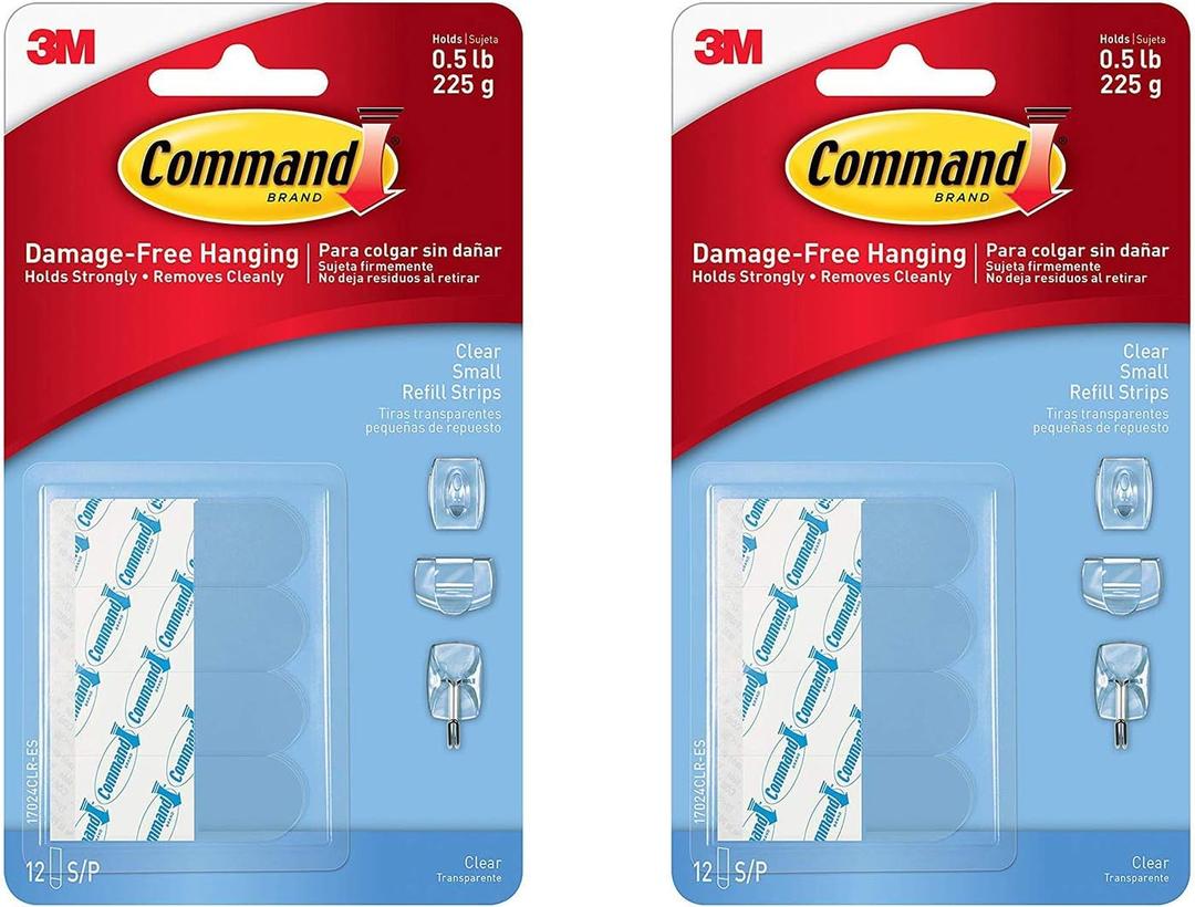 Command Small Refill Strips R69D, 24 Strips, Clear,
