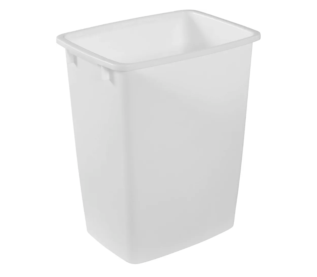 Rubbermaid Small Kitchen Bathroom Trash Can, 9 Gallons, White, Waste Basket for Under Counter/Kitchen/Office/Bedroom/Bathroom