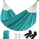 SONGMICS Double Hammock, 98.4 x 59.1 Inches, 660 lb Load Capacity, with Compression Bag, Mounting Straps, Carabiners, for Terrace, Balcony, Garden, Outdoor, Camping, Turquoise UGDC15BU