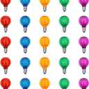 25 Pack G40 Multicolor LED Replacement Bulbs for Outdoor Christmas String Lights, E12 Candelabra Base Globe Lights for Patio, Xmas Tree, Holiday Party Decor