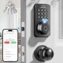 Keyless Entry Door Lock with Handle Set - Built-in WiFi, App Control & Doorbell, Electronic Keypad Deadbolt with One-Time Code, Auto-Locking, Easy to Install (Black)