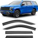Shatterproof Taped-On Window Deflectors for Chevrolet (Chevy) Tahoe/GMC Yukon 2021-2025 with ChromeTrim, Rain Guards, Window Visors for Car, Vent Deflector, 4pcs (For 2021-2025 Tahoe/Yukon)