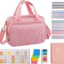 KOPKOFT Bible Cover Case for Women, All-in-One Bible Study Supplies Journaling Kit with Highlighters Tabs, Quilted Book Carrying Cases, Christmas Christian Gifts for Women (Pink)