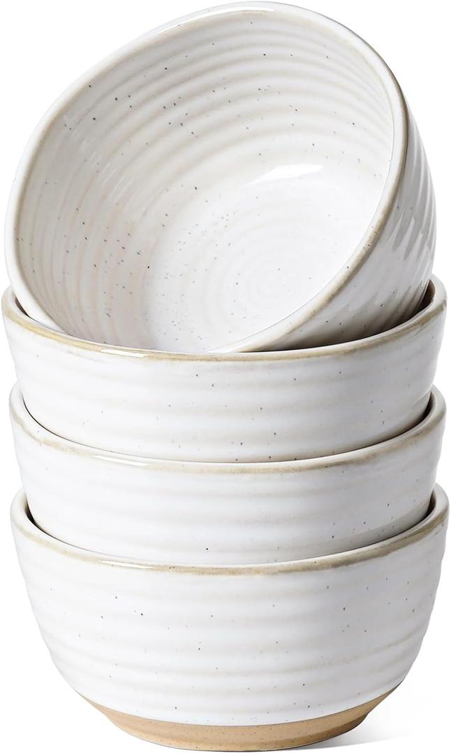 LE TAUCI Small Bowls 10 oz, Ice Cream Bowl, Ceramic Stoneware Bowl, Bowls Set for Dessert, Fruits, Side Dishes, Suit For Housewarming - 4.5 Inch, Set of 4, Arctic white