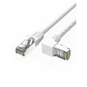 90 Degree CAT6 Ethernet Cable Right Angle Upward Angled White 3ft,RJ45 LAN Gigabit Network Cord Cat 6 90 Degree Adapter,Bandwidth up to 250MHz 1Gbps
