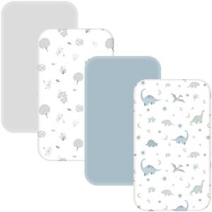 4 x 4 Pack Baby Bassinet Sheets - 35"x20" Bedside Bassinet Sheets for Newton, Ezebaby, AMKE & Other Large Bedside Sleeper | Ultra Soft & Skin Friendly Bassinet Fitted Sheets for Boys Girls