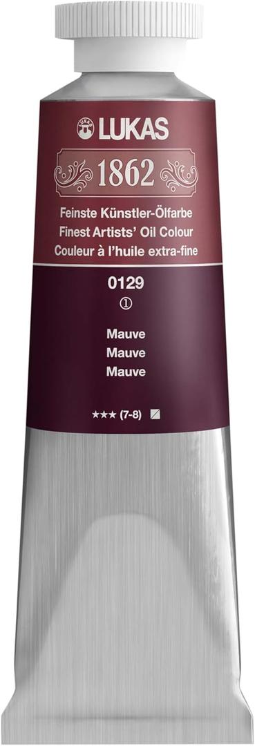 Lukas 1862 Professional German Oil Paint, Mauve 37 mL - w/Beeswax & Non-Yellowing Sunflower Oil, Short Drying Time, Smooth, Outstanding Lightfastness (1.25 Fl Oz (Pack of 1))
