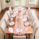 DWEARY floral 80th birthday decorations for women - 20 Guests - happy 80th party plates and napkins with birthday card - flower rose gold 80 year old decor supplies
