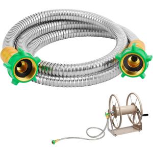 5ft Short Garden Leader Hose with Female to Female Connector - 435psi Leakproof Kink Free Stainless Steel Water Hose Extension for Outdoor Yard Hoses Reel Cart