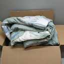 Botanical Cotton Comforter King Size - Sage Green Comforter Printed with Leaves & Ferns on White,Reversible Light-Weight Bedding Sets 3Pcs(Leaves,104"90")