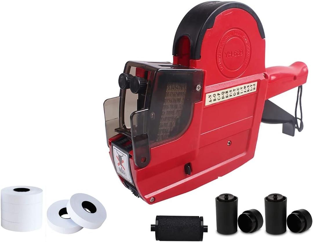 2-Line 20 Digits Price Label Gun w/Letters A-Z,HM-689 Pricing Labeler w/ 5 Rolls/2800 Stickers 3 Inkers, Tag Maker Machine for Office Retail Shop Grocery Store Yard Sale