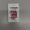 24Pcs Black French Tip Press on Nails Medium Square Flower Fake Nails with Rhinestones Glue on Nails Full Cover Pink False Nails Hibiscus Flower Artificial Stick on Nail Spring Acrylic Nails for Women