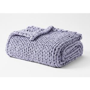 YnM Cooling Weighted Blanket, 100% Cotton Handmade Chunky Knitted Blanket, Weighted Lap, Breathable Heavy Blankets, Machine Washable Throw for Sleep or Home Decor (Light Lavender, 40x50 Inch, 7lbs)