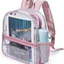 Clear Backpack for Stadium Approved 12612, Small Clear Bag for Stadium Events and Concert Sport Event, Rose Gold
